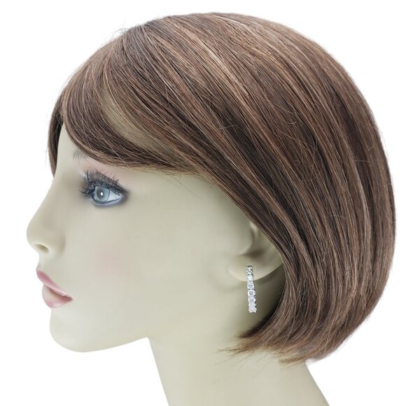 14 Karat White Gold Diamond Hoop Earrings #19519 - Picture 6 of 7